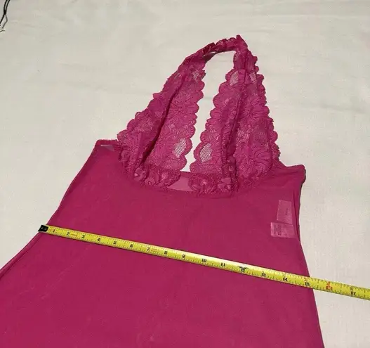 Frederick's of Hollywood Fredrick’s Of Hollywood Pink Semi Sheer Lace Mesh Lingerie Slip Nightie L Large