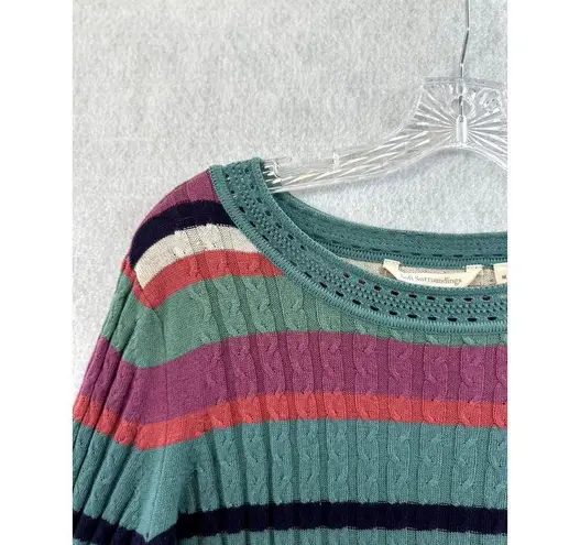 Soft Surroundings Isidor Sweater Medium Cable Knit Striped Super Soft Casual