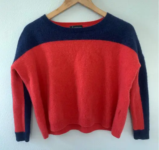 C By Bloomingdales Red/Blue Long Sleeve Cashmere Sweatshirt Red Size M