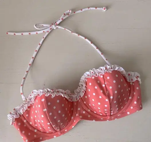 Victoria's Secret Y2k victoria’s secret pink and white polka dot retro style bikini top  