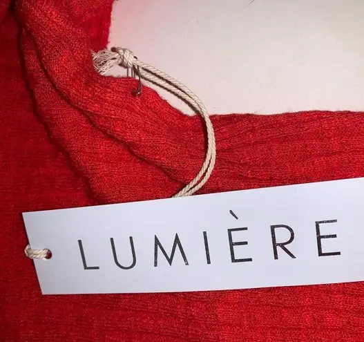 Lumière Lumiere Red Cotton V Neck and Back Sweater Small