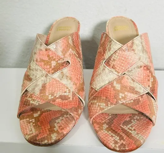 Johnston & Murphy Carrie Black Leather Slide Sandals Mule Heels Size 7.5