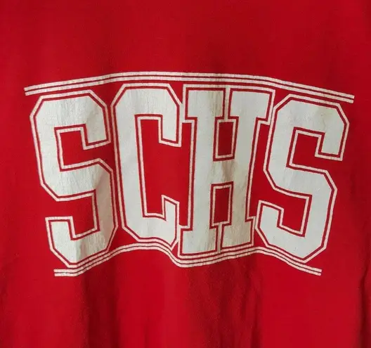 90s Vintage SCHS T Shirt Single Stitch High School Graphic Tee Red Large L Logo