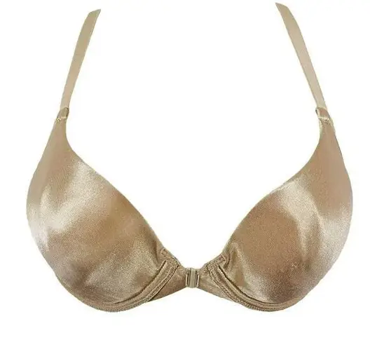 Victoria's Secret Vintage  Champagne Satin Padded Front Closure Bra 34A