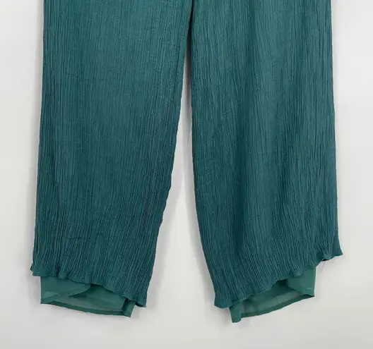 Petal and Pup Women's Teal High Waisted Crinkle Textured Wide Leg Pants Size US 8