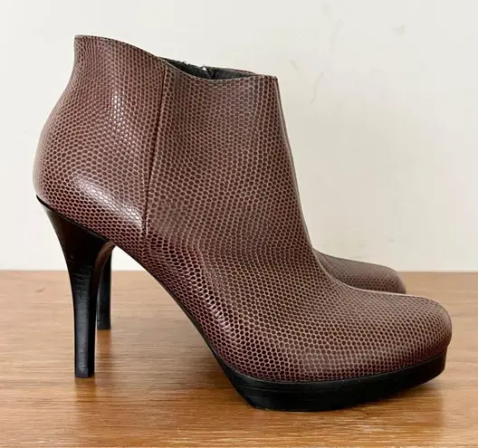Balenciaga Embossed Leather Stilettos Ankle Boots Brown Women's Size 36.5 / 6