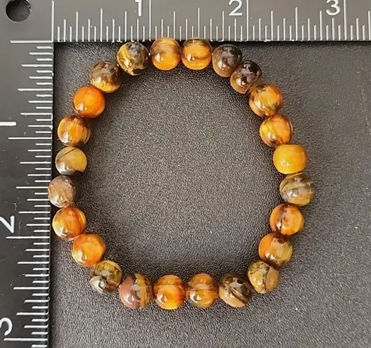 Tiger Eye and Crystal Necklace Bracelet and Earrings Set Brown