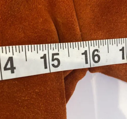 Vintage Rust Colored Suede Coat w/ Faux Fur Trim Snap Closure Sz XS Lined Hooded