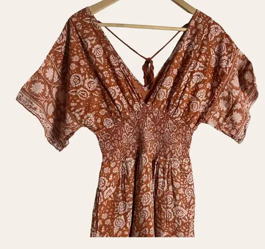 Cleobella Printed Jess Wide Leg V-Neck Short Sleeve Jumpsuit Size XS