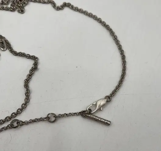 KENNETH COLE REACTION Necklace Long Metal Chain Fringe Rhinestone Jewelry Edgy Silver