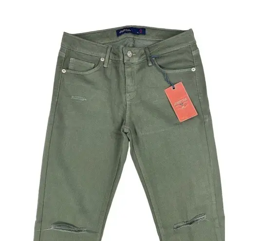 Just USA  - Destroyed Ankle Length Skinny Jeans in Moss Green