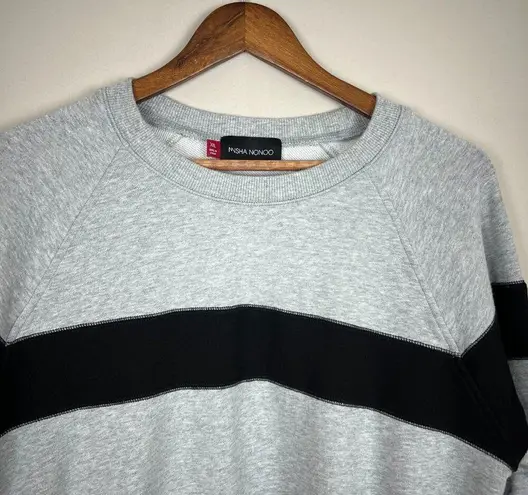 Misha Nonoo Memphis Sweatshirt Womens XXL Gray Black Combo Cropped Raglan Sleeve