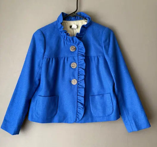 J.Crew sz 2 Blue Wool ruffle bolero Jacket