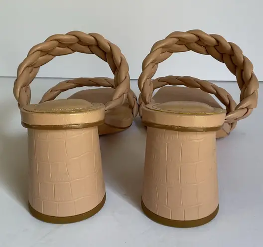 Cushionare Wide Cushionaire Iris Braided Block Heel Sandals Nude Size 8W Square Toe