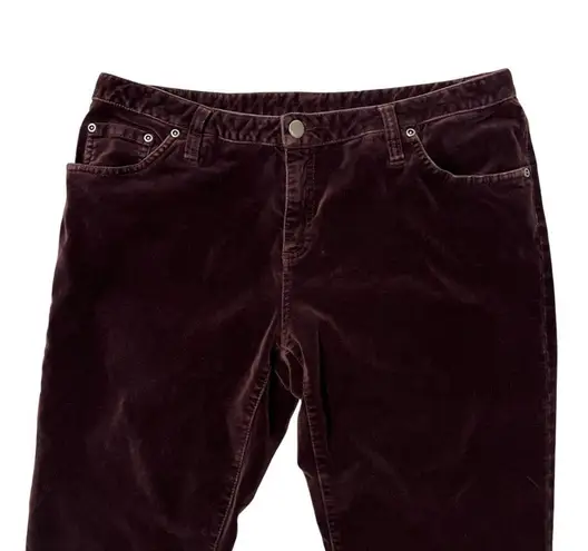 Sundance Burgundy Red Wine Velvet Mid Rise Slim Straight Leg Jeans, Sz 10