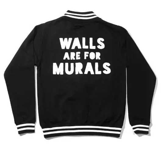 Walls are For Murals Black Bomber Jacket Unisex M