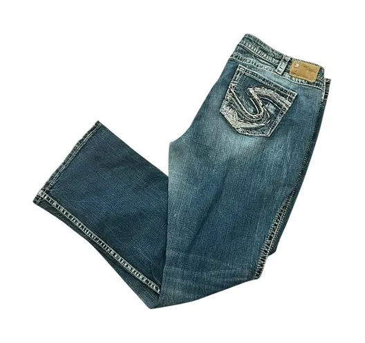 Silver Jeans Silver Western Detail pocket Bootcut Twisted Y2K Womens 20x33 Blue Denim Jeans