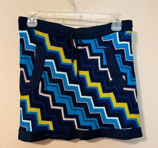 Missoni Blue and Green Chevron Sweater Mini Skirt