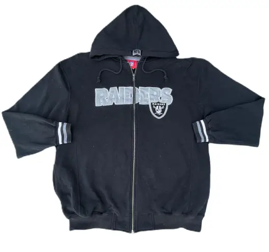 NFL Las Vegas Raiders Football Black Hoodie Zip Up Sweater