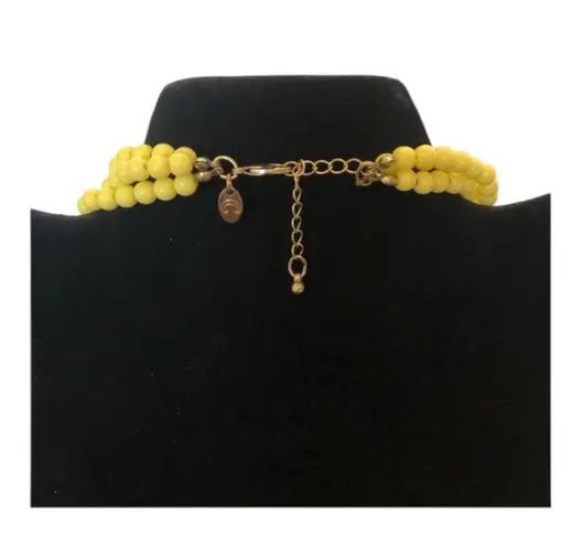 Vintage 80’s “C” Marked Triple Strand Yellow Graduated Bead Sizes Retro Necklace