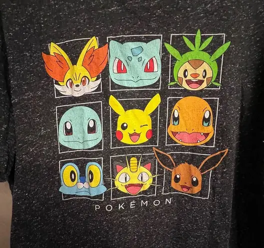 Pokémon Pikachu Bulbasaur Squirtle Charmander Short Sleeve T-Shirt Large Gray