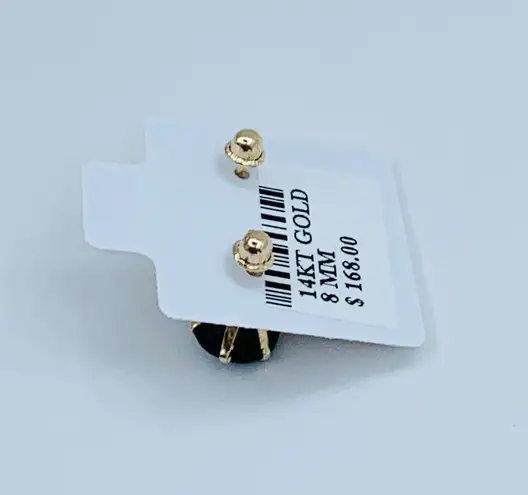 ❤️ 14k solid Gold Black color earrings studs ❤️ 8mm cubic zirconia ❤️ Screw Back ❤️ Aretes Negro en oro de 14 kilates