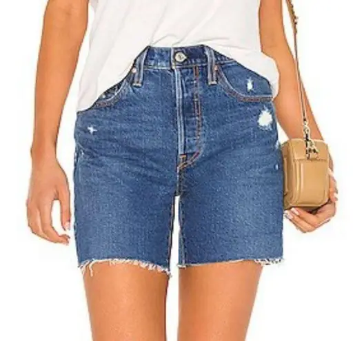 Levi's Premium 501 Mid Thigh Distressed Denim Jean Shorts: Charleston Picks Wash