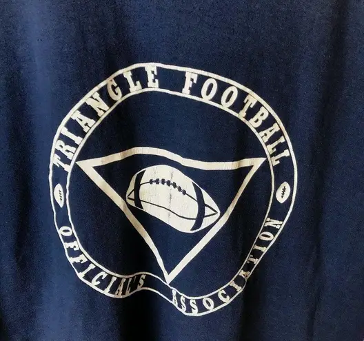 Vintage Triangle Football Officials Association T Shirt Graphic Tee Blue Medium