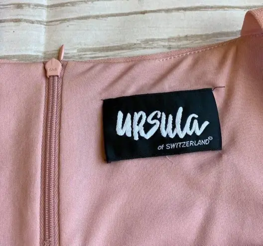 Ursula of Switzerland Vintage Bridesmaid Pink Layered Ruffle Midi Dress Size 14