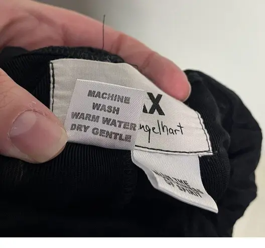 Flax Long Sleeve Mock Neck Maxi Dress Slinky Black Minimalist Capsule Medium