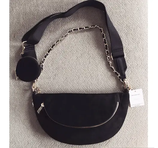 Sondra Roberts Black Faux Suede 3 Way Bag