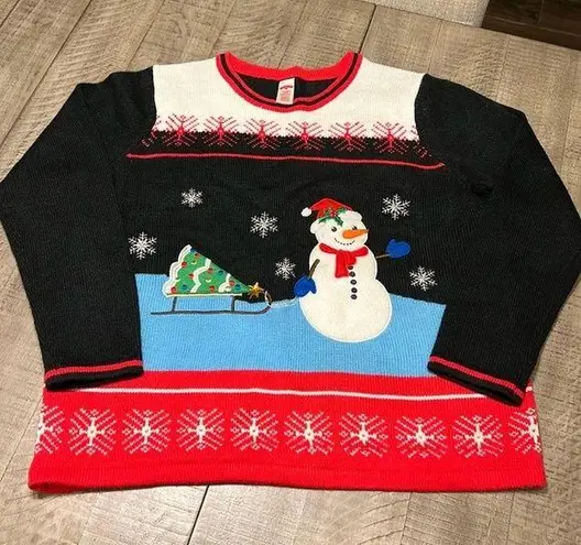 Holiday Time  Cute Ugly Christmas Snowman  Pullover Sweater XXL