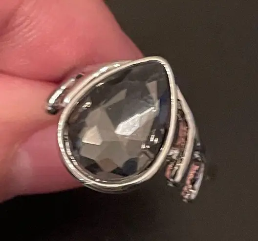 Water drop gray rhinestone ring size 8