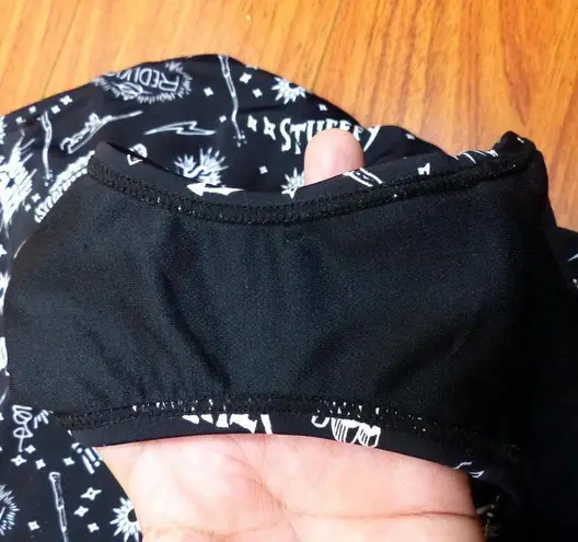 Harry Potter Spells Swimsuit Womens S Black White Spell Words Graphic Back Strap