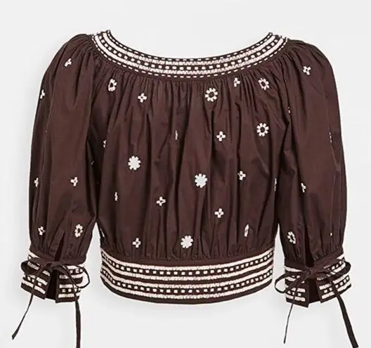 Ulla Johnson RARE Hand Beaded Zola Crop Top Chocolate Color Size 6 NEW