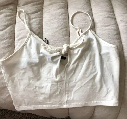 Forever 21 Front Tie White Crop Top Size M petite