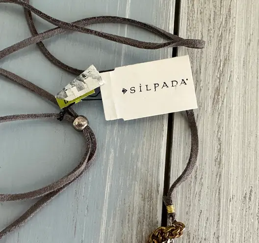 Silpada Courtyard Chic Suede Cord Necklace W Agate Pyrite Sterling Labradorite