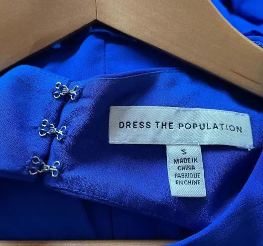 Dress the Population Paola Dress Open Back Long Sleeve Blue Size Small NEW