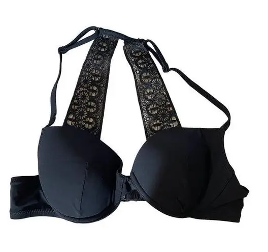 Black Lace Applique Padded Bralette Women Sz S