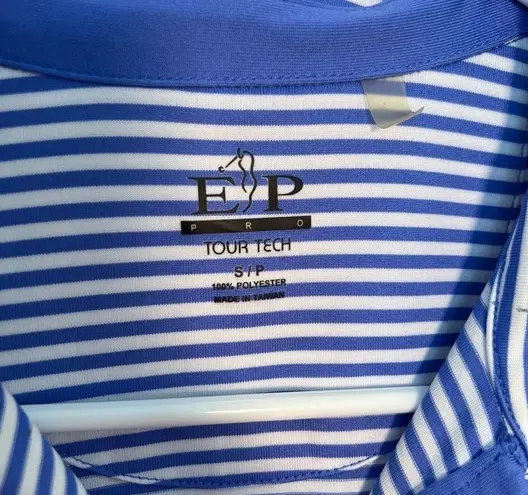 ep pro Golf Polo Shirt Blue White Stripes