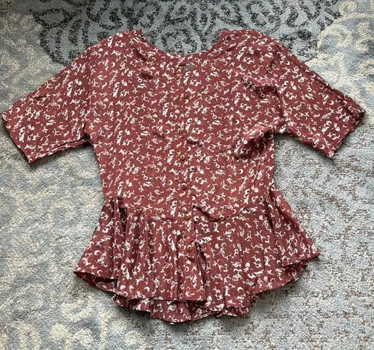 Tina Barrie Vintage Peplum Top & Skirt Set Maroon 12/14