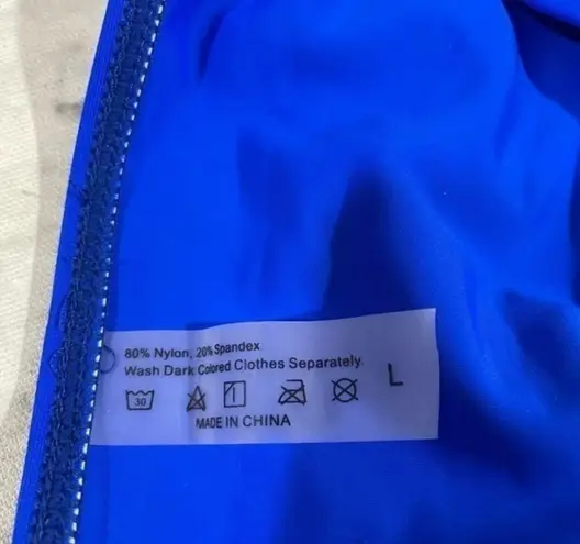 Blue Bikini Large One Shoulder French Cut High Leg Belt Bottom Vibrant Like New