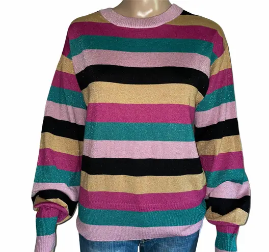 Nine West Metallic Striped Sweater