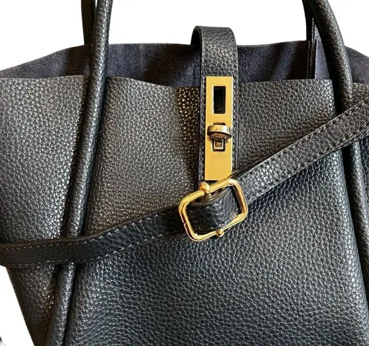 TMRW Studio Navy Mini Pebbled Leather Tote