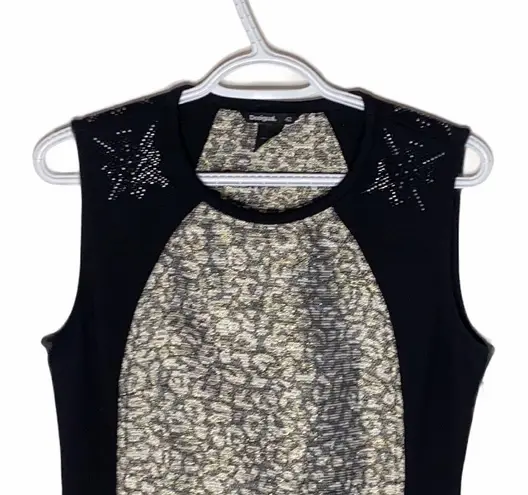 Desigual Heli leopard print metallized sleeveless dress sz L