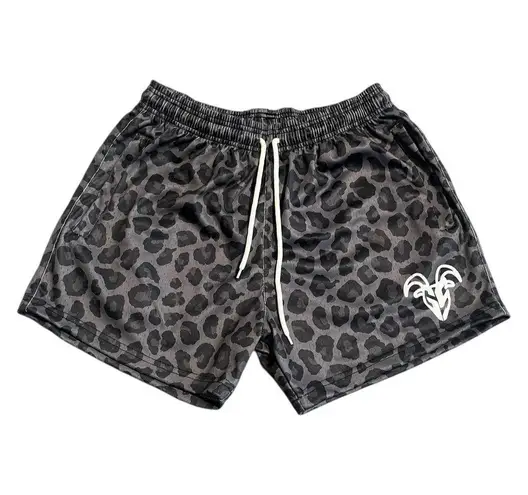 Goat Strength Athletic Shorts Womens Size XL Dark Cheetah Print 5” Inseam Mesh Gray - Image 1