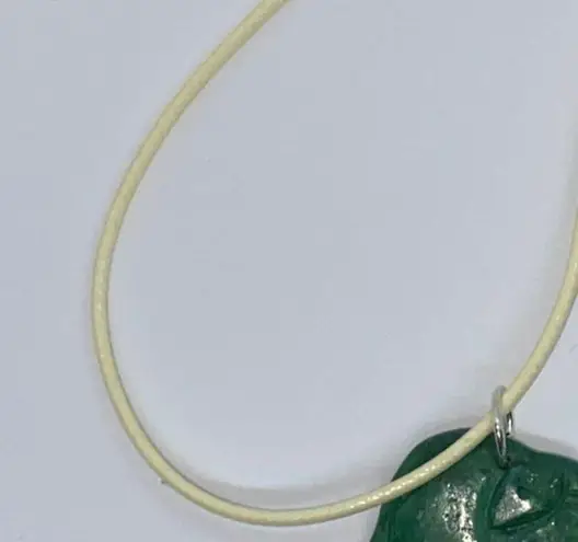 Handmade Cream Wax Green Elephant Necklace