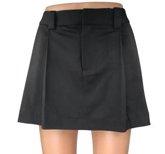 L'Academie Bella Women's Black Pleated High Waist Mini A-Line Flared Skirt Sz M