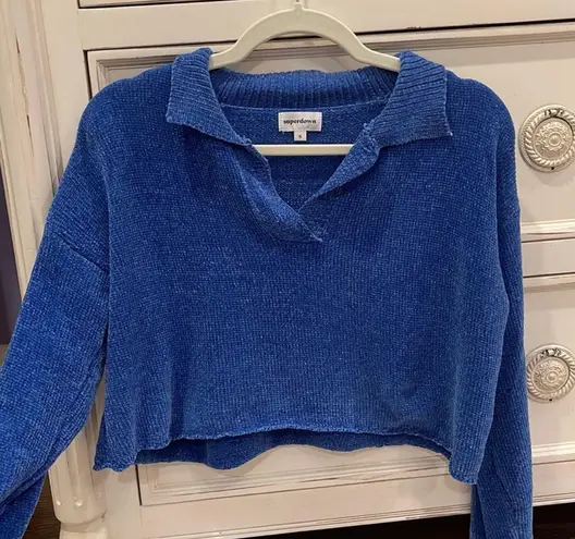 superdown Blue Cropped Sweater Size Small