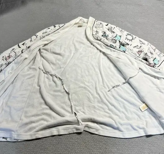 Kate Spade  Novelty Print Bow Eyelash Dog White Robe Missing Waist Tie Size XS/S - Image 3